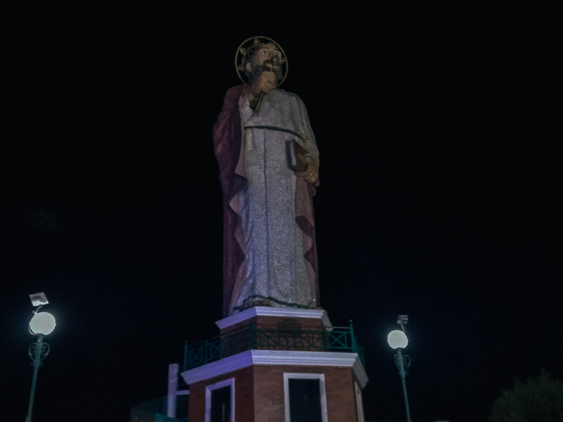 Statue of St. Peter at the viewpoint overlooking the town