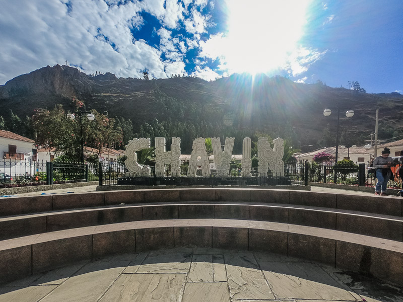 Sign at the central plaza of Chavin