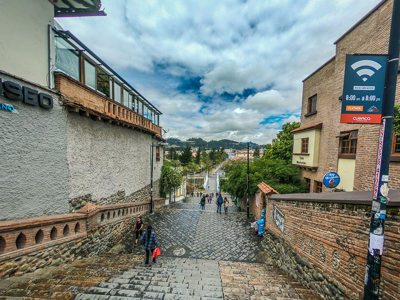 Stairs leading down to the river