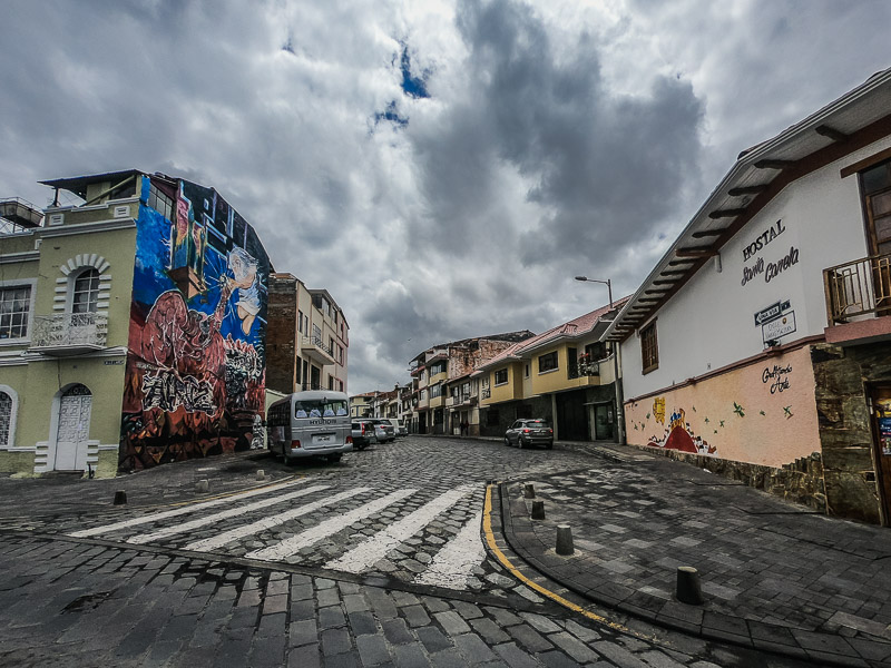 Painted murals in the cobble-stoned streets