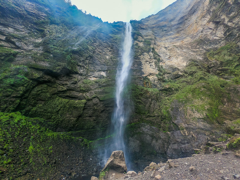 View of the waterfall from the stream