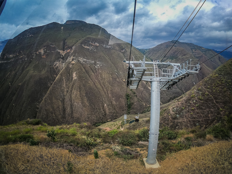 View from the cable car cabin as it leaves the station