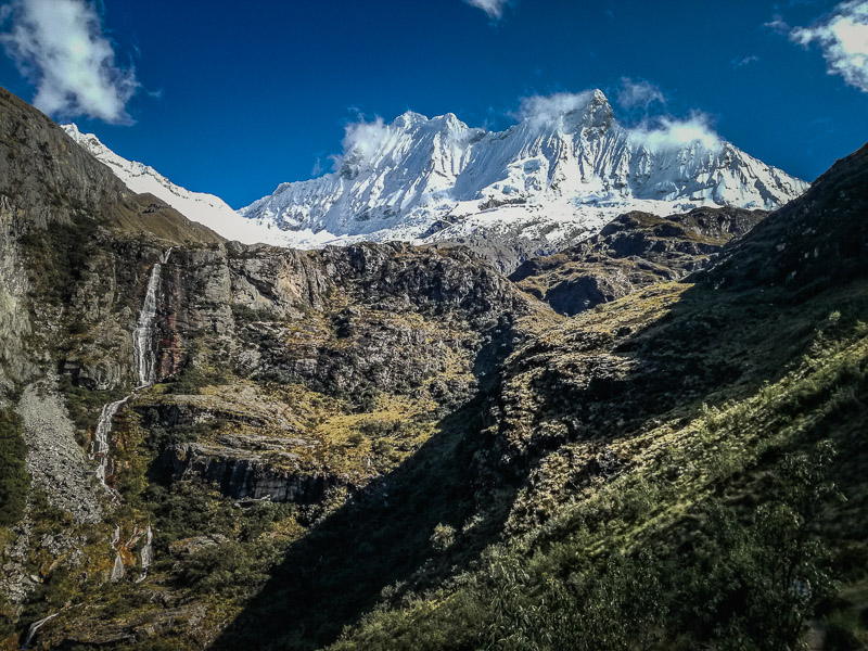 View of Chacraraju peak from Laguna 69