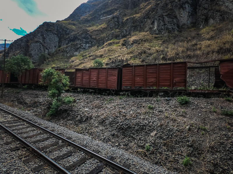 Old train carriages used for transporting goods