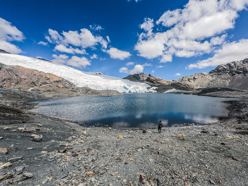 Wandering off the trail to the lakeshore for a panoramic view of the glacier