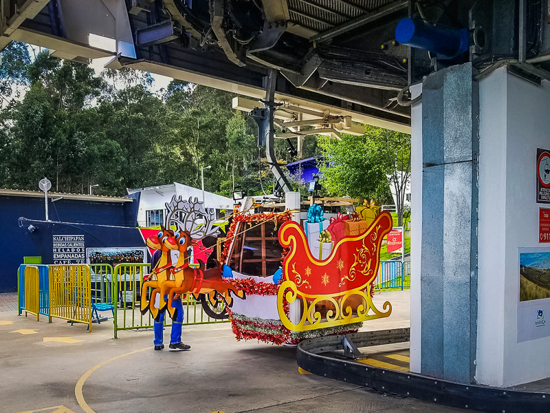 Decorated cabins of the cable car