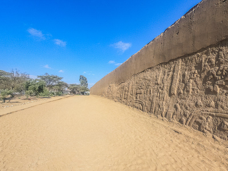 The outer walls of the Huaca have been restored