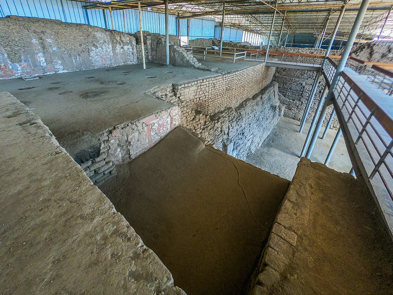 View of the colonial hall where the Spanish ransacked the Huaca