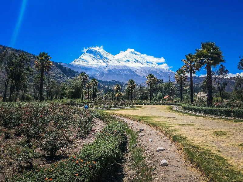 Towering peaks of Huascaran seen from Old Yungay