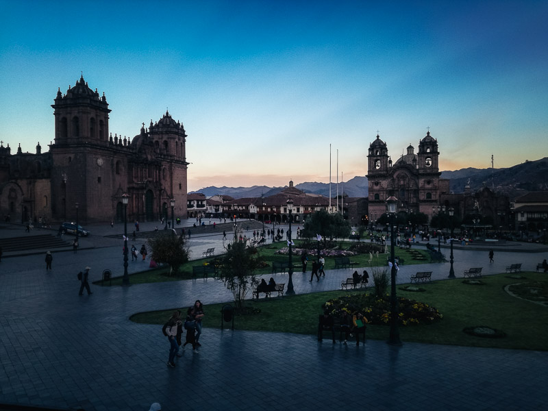 Dusk at the Plaza de Armas