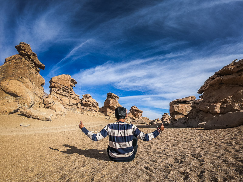 Several volcanic rocks in the desert