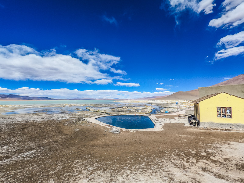 One of the pools with the changing room building