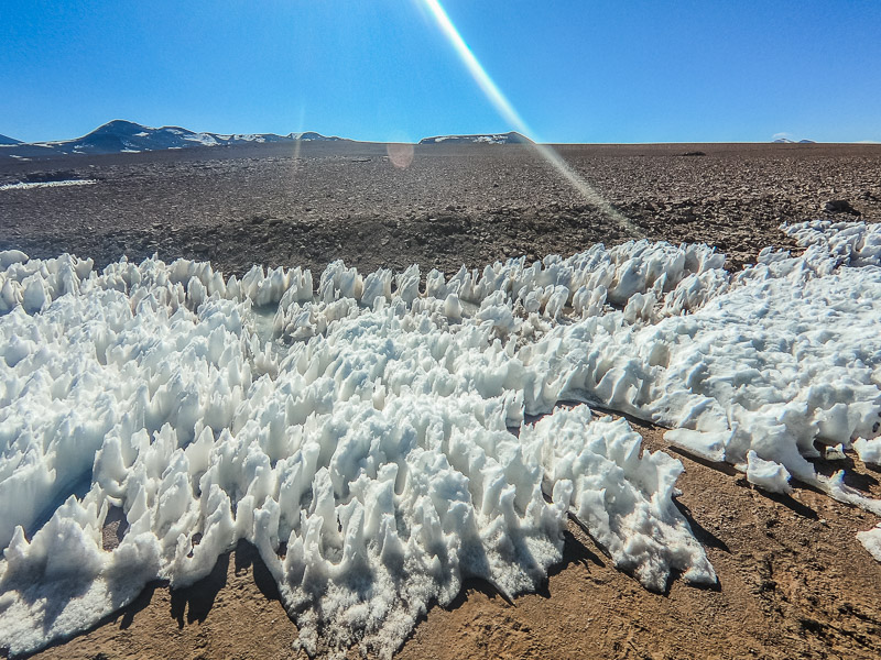 Ice shards formed by strong winds