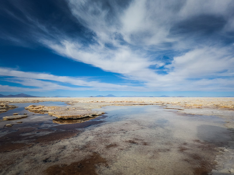 Reflective picture on some water patches next to the island