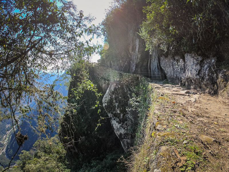 Vertigo inducing sections of the trail to the Inca Bridge