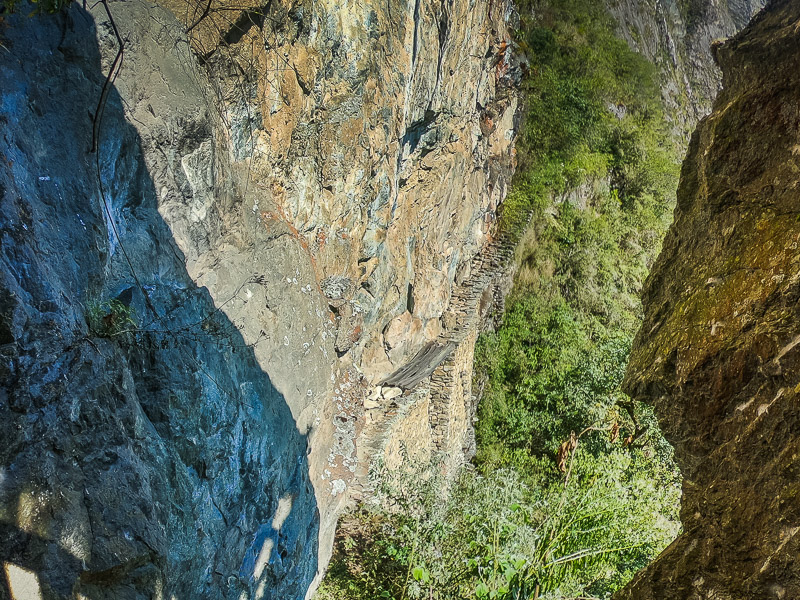 Close up of the Inca Bridge from the gate