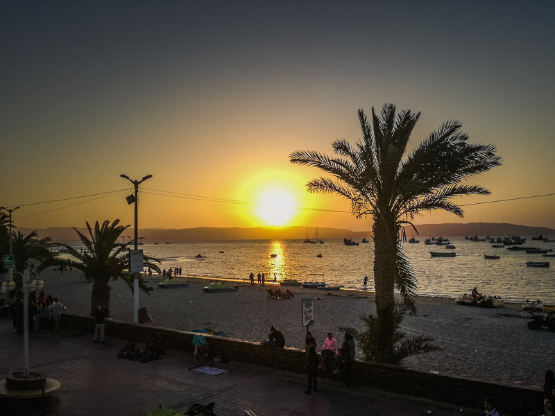 Sunset at a beach side restaurant