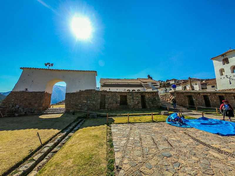 Main plaza with a small market and the town church