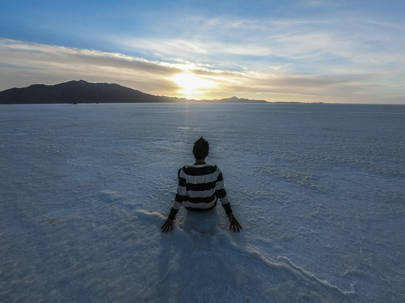 Catching the sunset at the salt flats