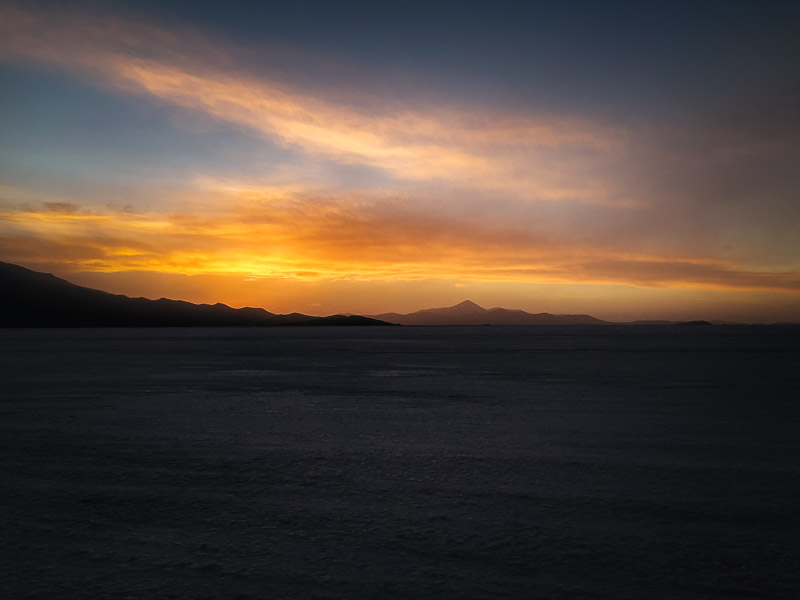 Catching the sunset at the salt flats