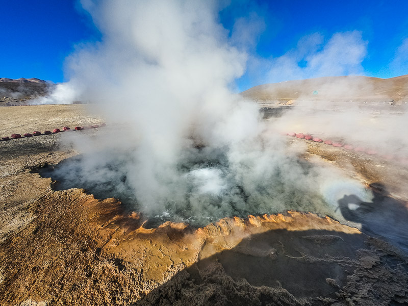 Some geysers on a trail around the hot springs