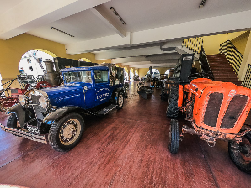 Vehicles and equipment in small museum area