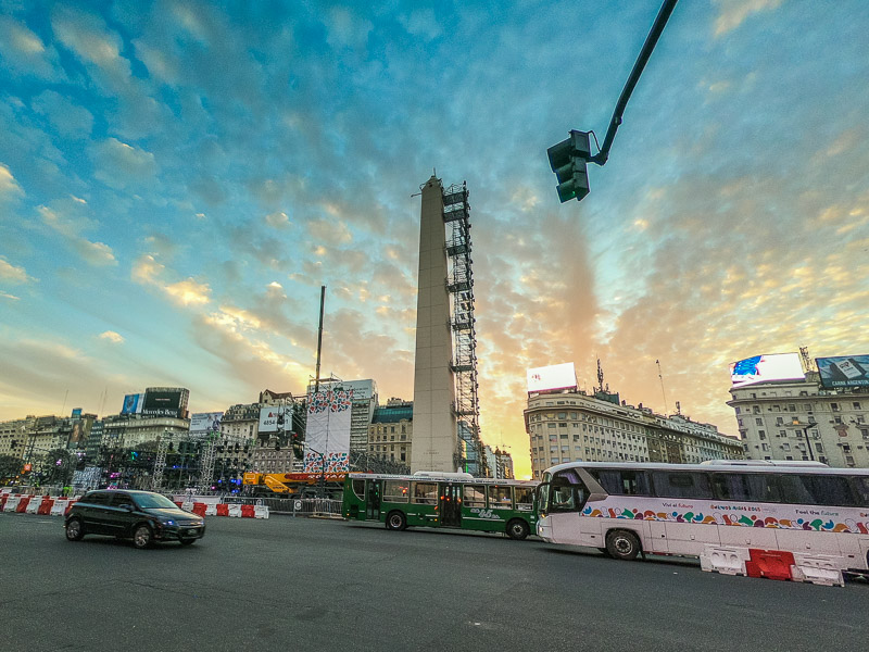 Scaffolding for an event at El Obelisco