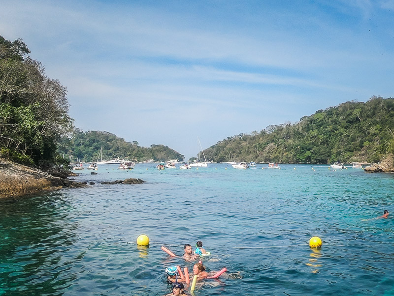 View of the lagoon and anchored boats