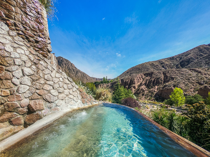 One of the outdoor balcony pools with a view of the valley