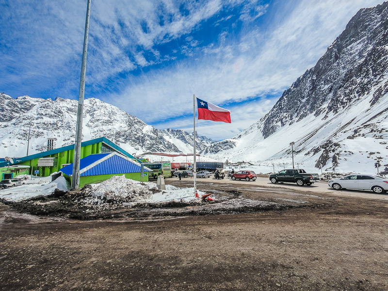 Stopping at the customs border control point in Chile