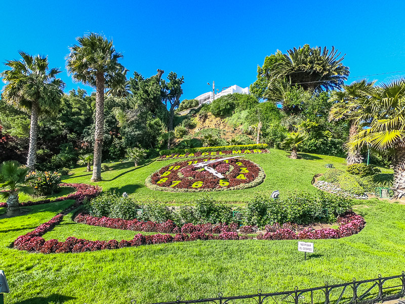 The famous clock made from a bed of flowers