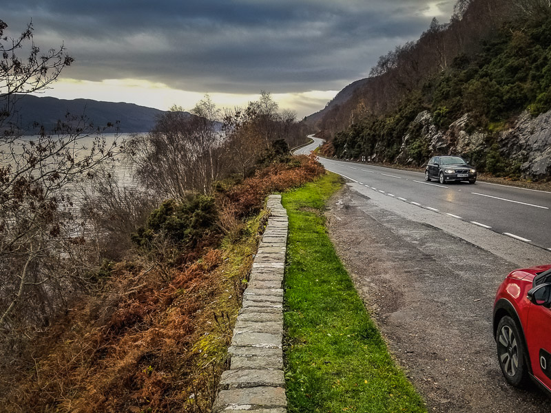 Pulling up one the highway at one of the viewpoints of the lake