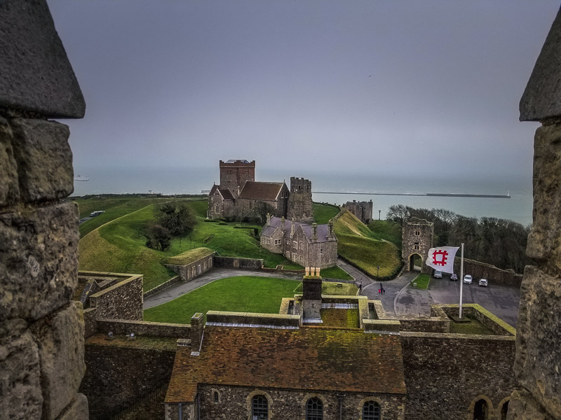 The Roman lighthouse and Anglo-Saxon church from the Great Tower