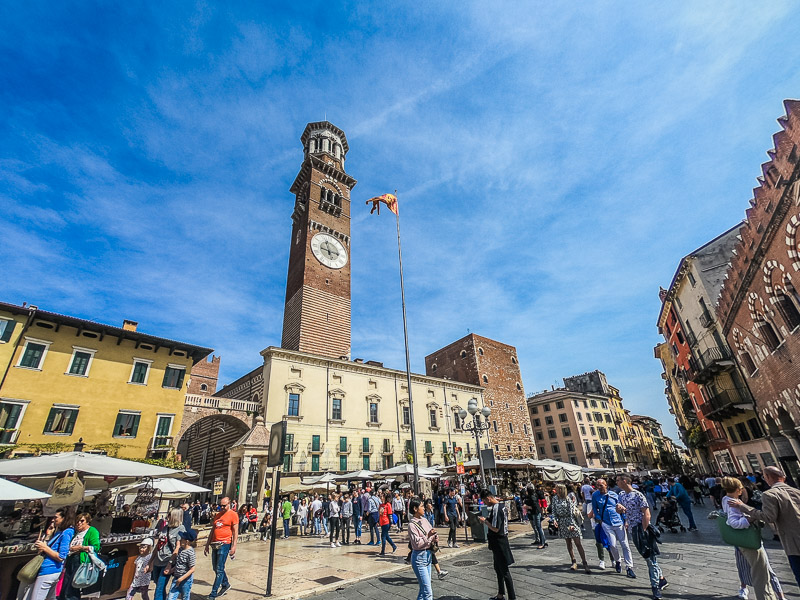 Piazza delle Erbe with a market