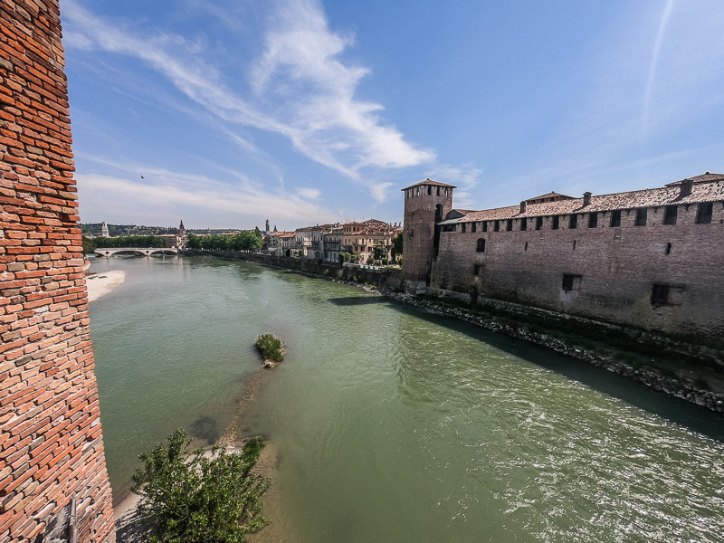 View of the river from the bridge next to Castelvecchio