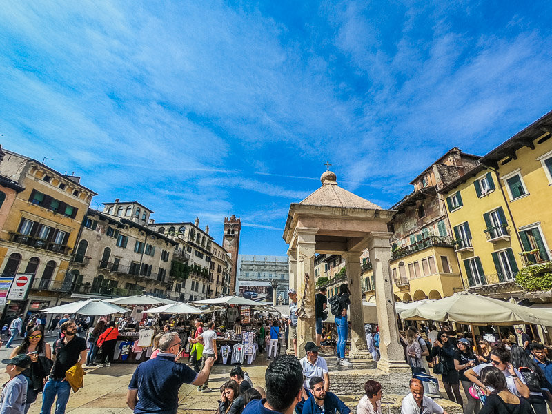 Piazza delle Erbe with a market