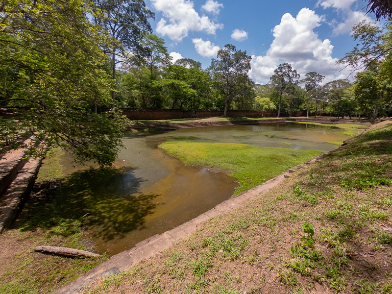 Rectangular pond next to the temple