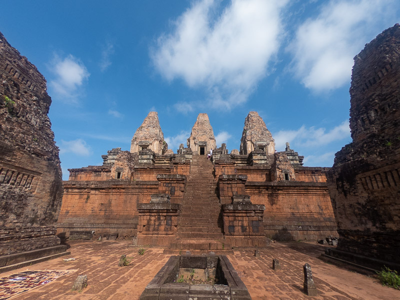 View of the temple towers from the bottom