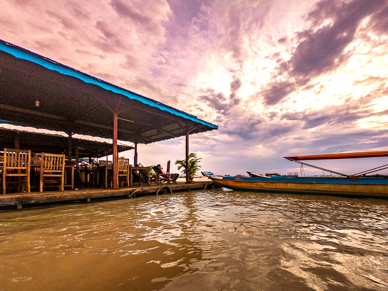 Docking at the floating restaurant