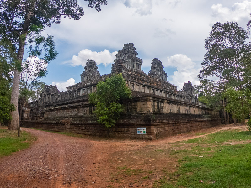 Walking up to the high walls of the temple