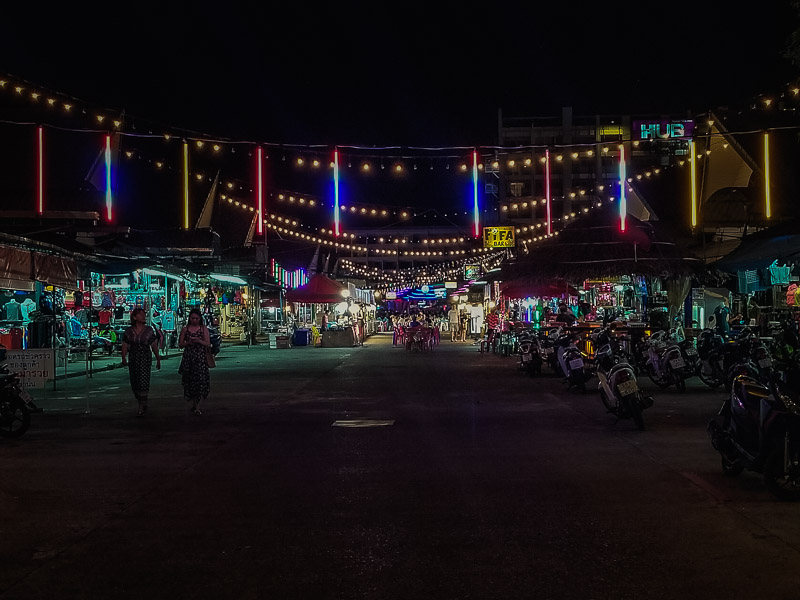 Lit up streets at night