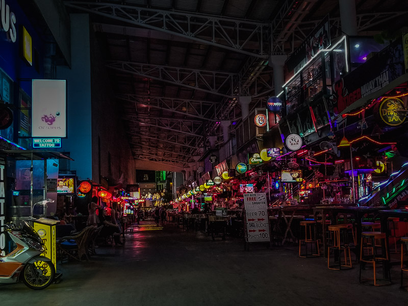 Food stalls and bars on side roads