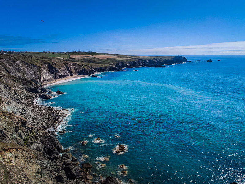 View of the shore and seaside cliffs