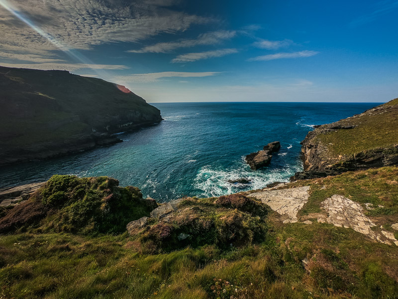 View of the shore below the cliff