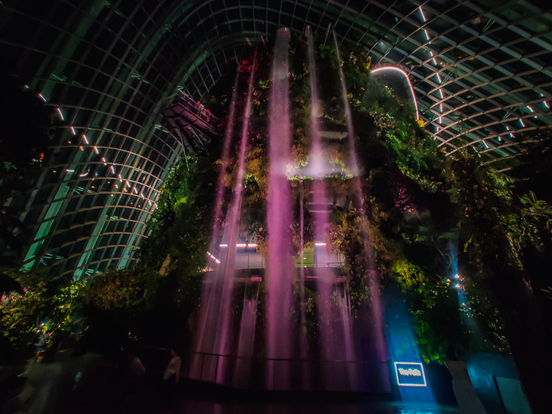 The waterfall after entering the dome