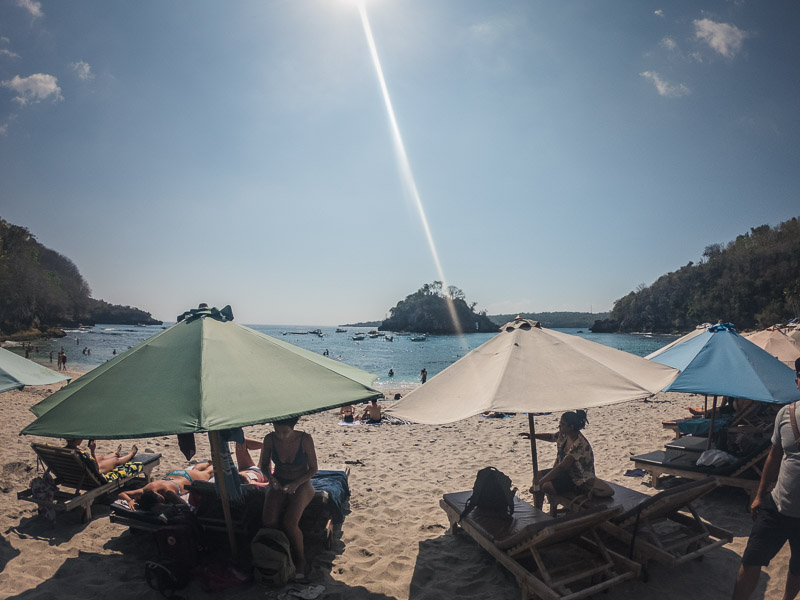 Umbrellas and beach chairs