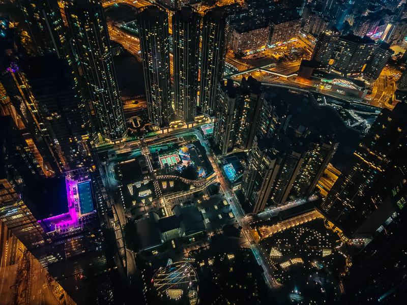 Skyscrapers surrounding the International Commerce Center from Sky 100 Observation Deck