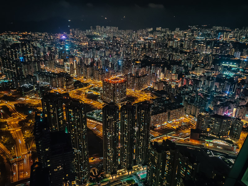 Skyscrapers surrounding the International Commerce Center from Sky 100 Observation Deck