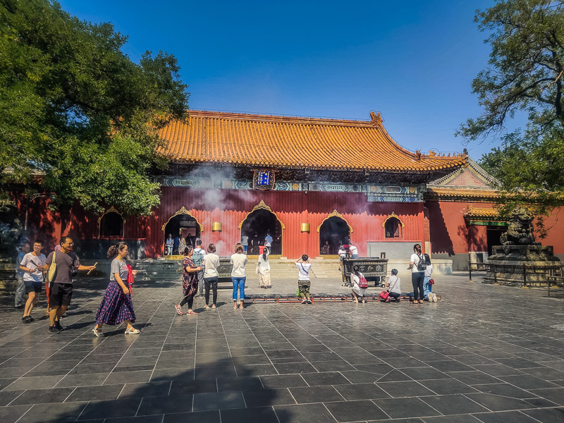 People praying at one of the shrines