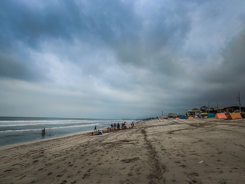 The sandy beach in the morning